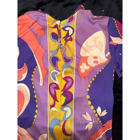 EMILIO PUCCI CUSTOM UNFINISHED VINTAGE SILK PRINT DRESS - Picture 6 of 16